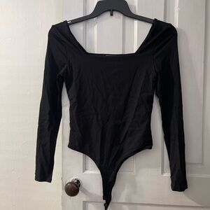 miami Black Long Sleeve Square Neck Bodysuit